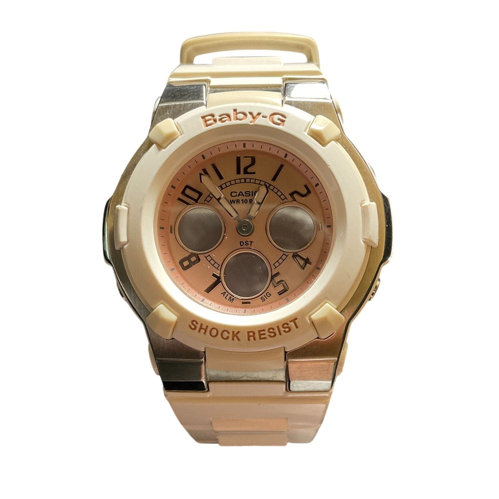 Casio Baby-G BGA-110 Shock Resistant Watch Cream Rose Gold Analog Digital